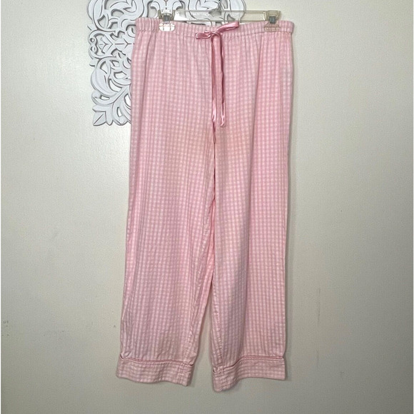 NAUTICA Sleepwear women's Medium pajama set pink gingham breast cancer awareness - Picture 7 of 10